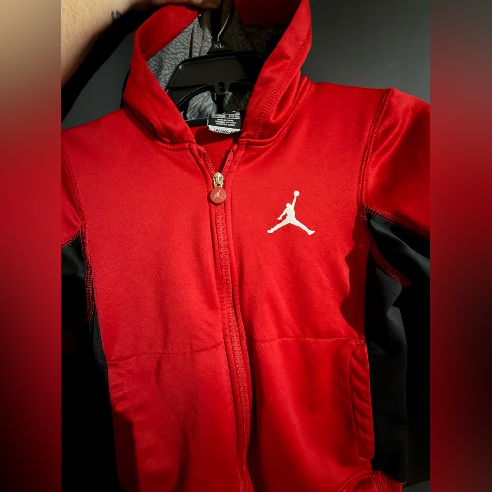 Jordan Kids Red and Black Zip-Up Hoodie